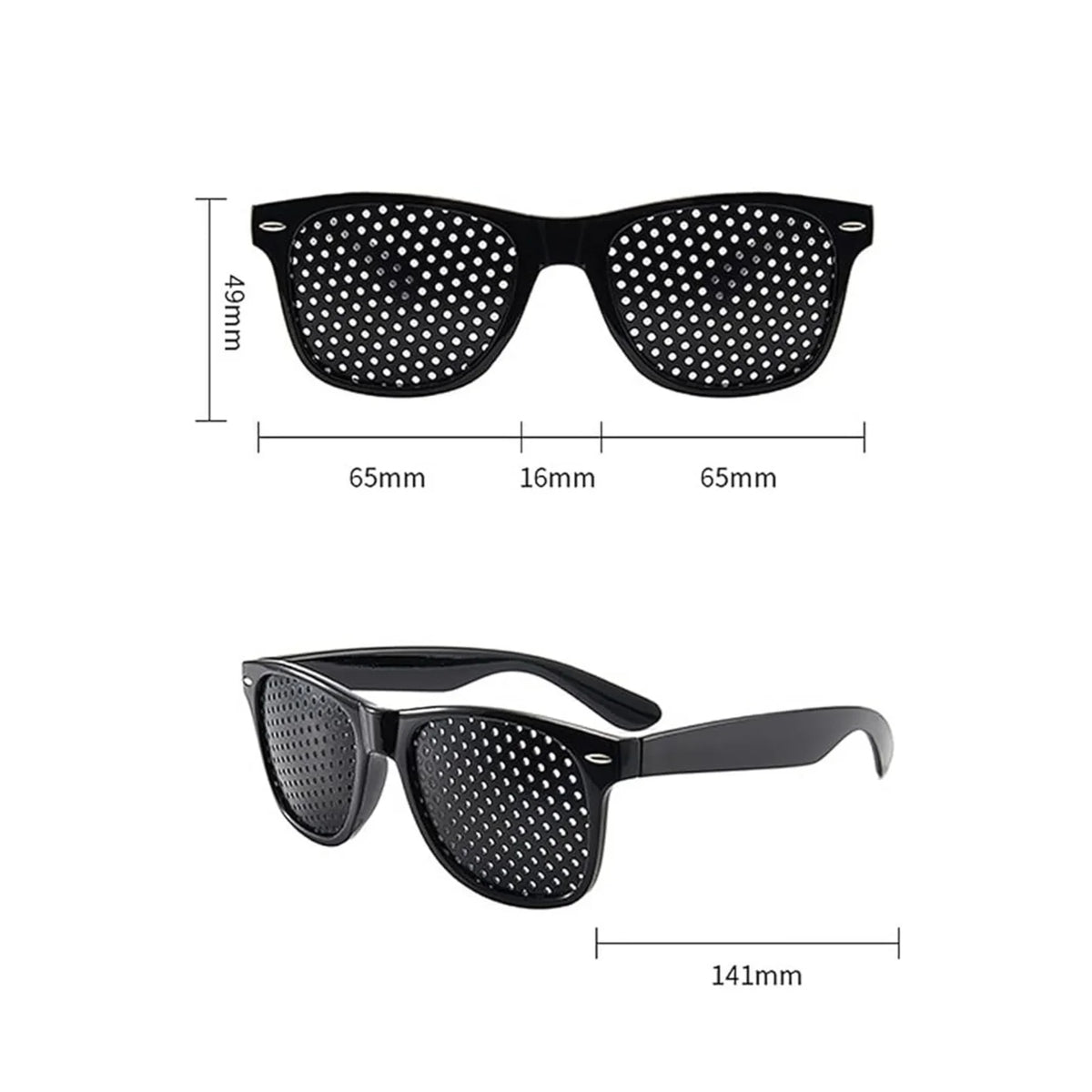 Dimensions of HopeLens pinhole glasses Classic model.