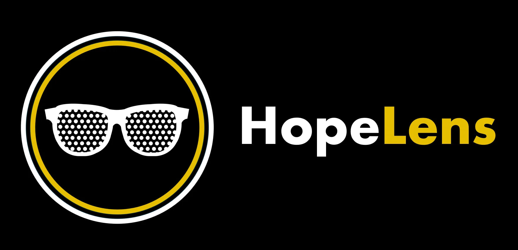 HopeLens logo. Pinhole glasses to train your eyes and holistically improve the health of your eyes.